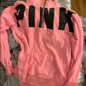 Quarter zip pink hoodie